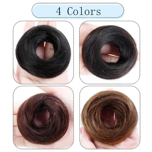 Vista 3 de Extensiones de moño rizado ondulado para mujer, extensiones de moño desordenadas, postizos sintéticos, color negro y marrón