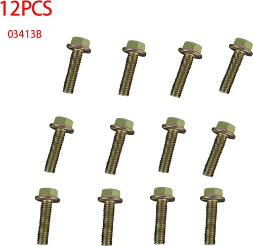 Vista 4 de Kit de hardware de pernos de cabezal de colector de escape de 12 piezas 03413B para Chevy GMC LS1 LS2 LT1 LS3 Kit de colector de pernos con brida