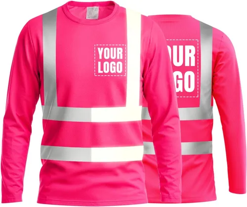 Vista 34 de La alta visibilidad reflexiva de las camisetas de la seguridad del logotipo de encargo Hola Vis de Verde neón - Estilo 8