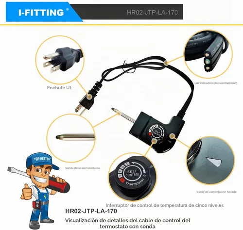 Vista 7 de Cable de sonda de termostato ajustable para ahumadores Masterbuilt y planchas eléctricas, ahumador eléctrico para exterior/hogar, cable