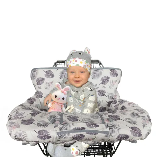 Vista 5 de RHYDEER Funda para carrito de compras para bebé, funda para silla alta 2 en 1, enrolla y listo, ajuste universal