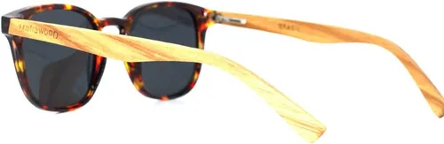 Vista 6 de Gafas de sol modernas Turtle con brazos de madera ligeros y cómodos, Mônica MafiawooD, Marrón y tortuga