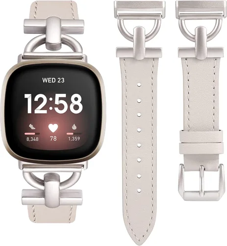 Vista 17 de Wearlizer Correa de cuero compatible con Fitbit Versa 3/4 Sense 2, correa de cuero elegante con hebilla de metal en forma de D para reloj