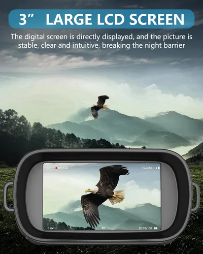 Vista 3 de Gafas de visión nocturna, prismáticos de visión nocturna 4K, regalo para hombres y adultos, pantalla grande de 3 pulgadas, zoom digital 8X, luz IR