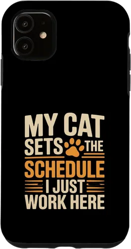 Vista 7 de My Cat Sets The Schedule Cat Humor Case for iPhone 17
