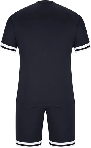 Vista 4 de Conjunto de pantalones cortos para hombre, a la moda, a rayas, de 2 piezas, para verano, casual, traje deportivo, camiseta y pantalón corto