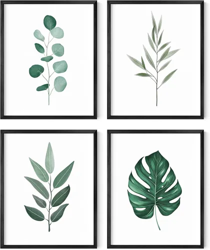 Vista 49 de HAUS AND HUES Arte de pared floral gris, juego de 4 pósteres de plantas para pared vintage, impresiones botánicas, cuadros de flores en blanco