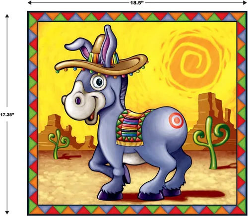 Vista 3 de Juego del burro para fiestas (máscara y 12 colas incluidas), accesorios de fiestas, 1 unidad, Paquete de 1, Multicolor