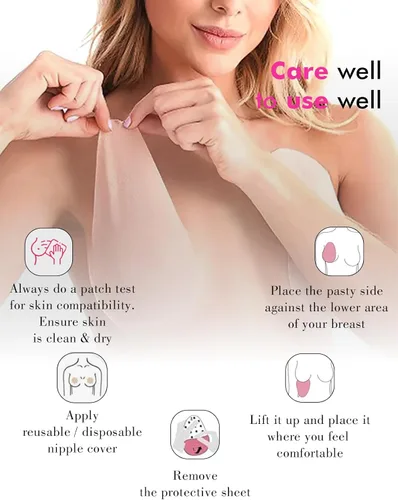Vista 6 de PINQ POLKA Breast Lift Tape Pasties – 3 Pairs Adhesive Invisible Boob Tape for Saggy Breasts & 10 Seamless Nipple Covers