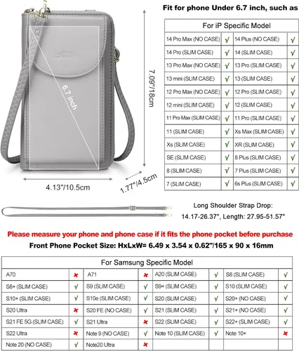Vista 3 de S-ZONE - Bolso cruzado para mujer, de cuero sintético de PU, con bloqueo RFID, para teléfono celularbilletera