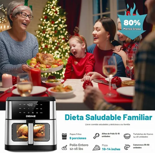 Vista 6 de Freidora de aire DEIME 10.2 QT sin aceite de 1700W de gran capacidad con horno freidoras de aire cocina saludable con 10 ajustes preestablecidos