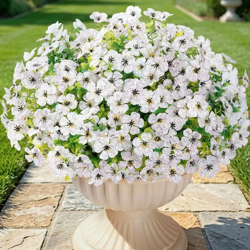 Vista 25 de Lifewit Flores artificiales para exteriores, 12 paquetes de flores falsas de plástico para decoración del jardín del hogar, plantas sintéticas