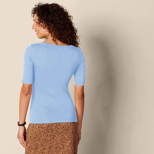 Vista 3 de Amazon Essentials - Camiseta de manga corta y cuello cuadrado para mujer