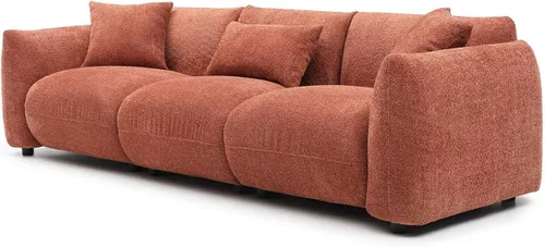 Vista 7 de WILLIAMSPACE Sofá seccional de 102.36 pulgadas para sala de estar, sofá moderno tapizado con respaldo de nube Boucle con 3 almohadas, sofá boucle