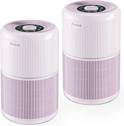 Vista 8 de AIRTOK Paquete de 2 purificadores de aire para el hogar, dormitorio, oficina, escritorio, con 12 esponjas de fragancia, filtro HEPA H13, filtración