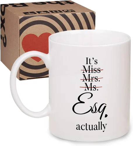 Vista 2 de Shqiueos Taza de 11 onzas, regalos de abogados para mujeres, regalos para examen de abogados, regalo de oficina para abogadas, JD, futura abogada