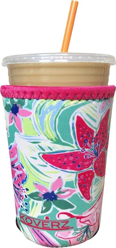 Vista 90 de Funda Koverz para café helado, funda aislante de neopreno para taza, se ajusta a una taza de café de 32 Oz., lavable y reutilizable, accesorios