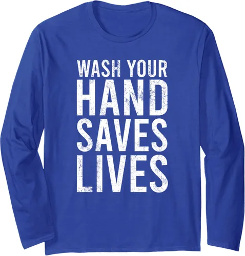 Vista 3 de Wash Your Hands Saves Lives Hand Washing Hygiene Camiseta de manga larga, Negro
