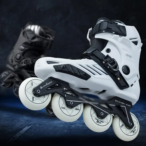 Vista 8 de Patines profesionales en línea para adultos, zapatos de patinaje de velocidad negro para deportes al aire libre, mujeres y hombres, zapatos de 4