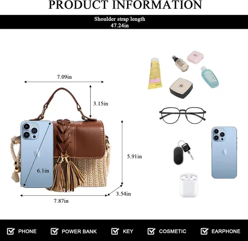 Vista 3 de Bolsos cruzados para mujer, bolsos y bolsos de mano de moda, B- marrón