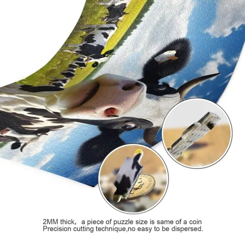 Vista 3 de Funny Cow Puzzle de 500 piezas, rompecabezas de madera para juegos familiares, adecuado para adolescentes y adultos