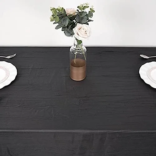 Vista 7 de Balsa Circle Mantel rectangular de tafetán arrugado de acordeón negro de 90 x 132 pulgadas, suministros de decoración de recepción para bodas