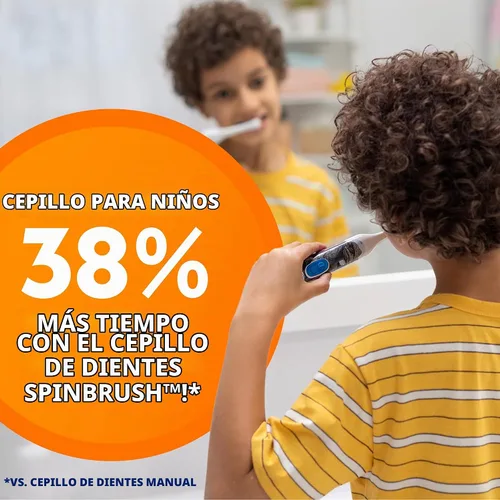 Vista 4 de Cepillo de dientes eléctrico Spinbrush para niños Princesa Peach, con batería y cerdas suaves