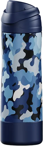 Vista 19 de FJbottle Botella de agua aislada de acero inoxidable, 24 onzas, sin popote, botella de agua deportiva a prueba de fugas con asa ajustable para Azul
