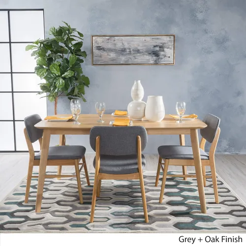 Vista 5 de GDFStudio Christopher Knight Home Colette - Juego de comedor de tela con madera de roble, color gris y roble