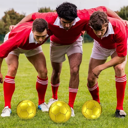 Vista 5 de WinnerWhy Balón de fútbol dorado con autógrafo, tamaño oficial, mini trofeo de fútbol, fútbol dorado personalizado con bomba de aire para trofeos