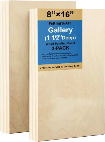 Vista 13 de Falling in Art Paquete de 2 paneles de lienzo de madera sin terminar, kit de paneles de madera de abedul de galería de 4 x 12 pulgadas, tablas