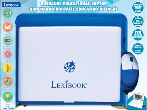 Vista 4 de Lexibook - Ordenador portátil bilingüe y educativo Inglés/Español - Juguetes para niños, 170 actividades para aprender idiomas, matemáticas, lógica