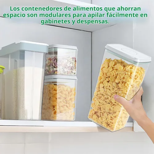 Vista 7 de Paquete de 3 recipientes de almacenamiento de harina y azúcar con tapa emergente, 1.26 cuartos + 2.11 cuartos de galón + 3.48 cuartos de galón