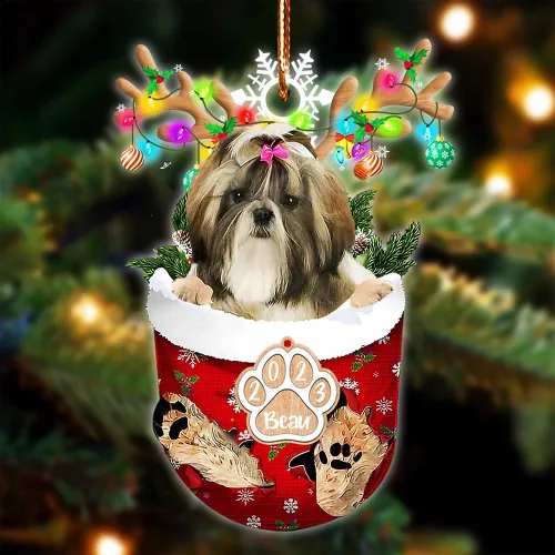 Vista 107 de NAZENTI Adorno Navideño de Bolsillo Personalizado de Affenpinscher en la Nieve, Adorno de Forma Acrílica de Perro, Adorno de Navidad 2023, Adorno