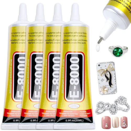 Vista 9 de B7000 - Pegamento para joyería, 4 piezas x 25 ml, B-7000 pegamento transparente super adhesivo multifunción, adhesivo industrial transparente