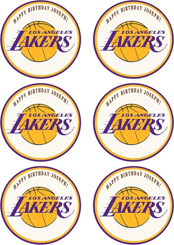 Vista 2 de Los Angeles LA Lakers - Decoración comestible para cupcakes de 1.8" (20 piezas/hoja)