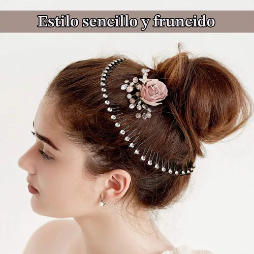 Vista 4 de WILLBOND 14 diademas circulares flexibles, peine elástico circular con peine de dientes, diadema de plástico en zigzag, accesorios para la cabeza
