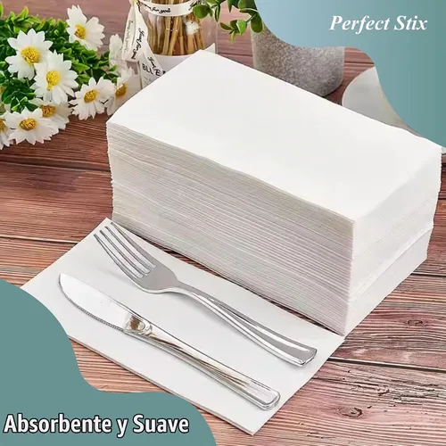 Vista 3 de Perfect Stix - Servilletas de cena (2 capas) color blanco