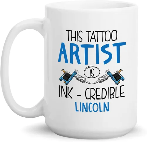 Vista 9 de Taza de artista de tatuaje floral, taza de café personalizada para tatuajes, taza de tatuaje personalizada con nombre regalo para amantes