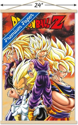 Vista 3 de Dragon Ball Z - Póster de pared con marco magnético de Saiyans