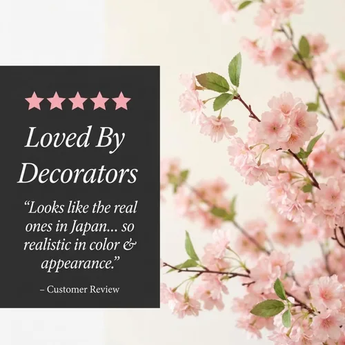 Vista 8 de Larksilk Paquete de 3 ramas de flor de cerezo rosa claro de 30 pulgadas, tallos artificiales japoneses de Sakura para jarrones altos, arcos de boda