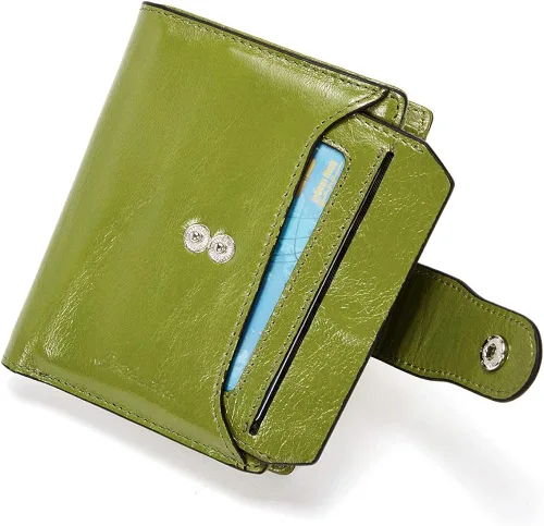 Vista 6 de BOSTANTEN - Billetera de cuero para mujer con bloqueo RFID, pequeña, con cremallera, de bolsillo, para tarjetas, con ventana para documento