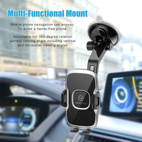 Vista 3 de Soporte universal curvado con ventosa para tablero de instrumentos para automóvil, rotación de 360 grados, compatible con iPhone 13 Pro Max, 12 Pro