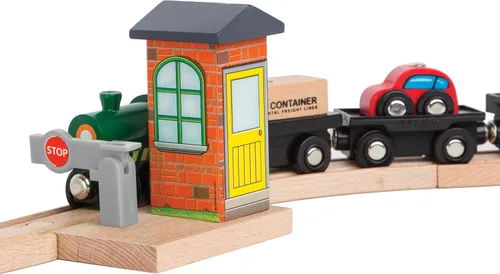 Vista 2 de ORBRIUM Juego de accesorios de pistas de tren de madera, punto de control de parada/marcha, compatible con Thomas & Friends Wooden Railway, Brio