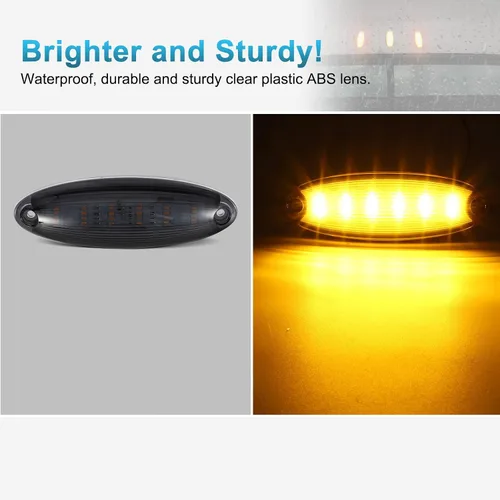 Vista 7 de Partsam 5 piezas de lente ahumada amarilla 6 LED Top Cab Marker techo luces de funcionamiento reemplazo de montaje para Freightliner Cascadia Heavy
