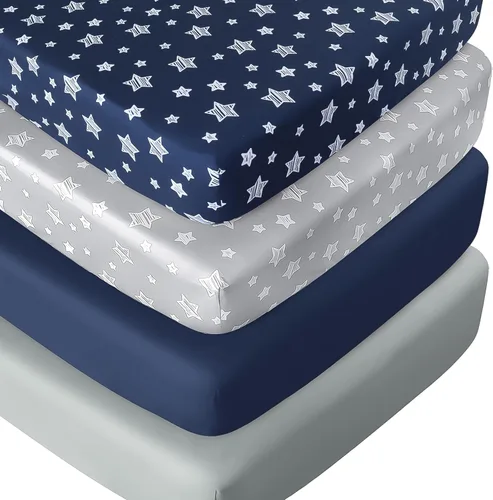 Vista 7 de Juego de sábanas de moisés de 4 piezas para bebé niño o niña, ajuste universal para colchón ovalado, con forma de reloj de arena y rectangular, gris