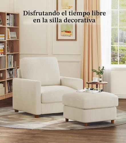 Vista 7 de Kidirect Silla de acento extragrande de 35.5 pulgadas, sillas de sala de montaje fácil, silla de lectura de pana para dormitorio, sillas de acento