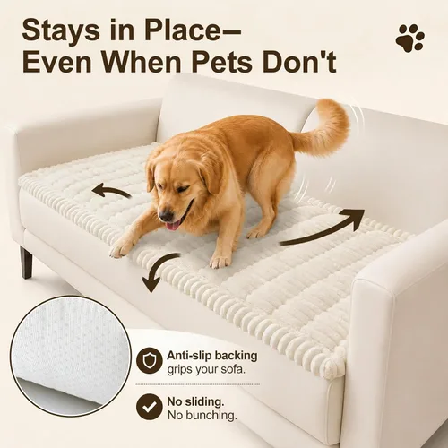 Vista 30 de decorUhome Funda de sofá para perros, funda antideslizante y mullida para sofá, para asiento, respaldo y reposabrazos, protector de sofá suave