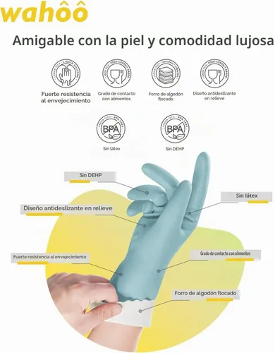 Vista 2 de LANON Wahoo - Guantes de limpieza con forro flocado de algodón, espray