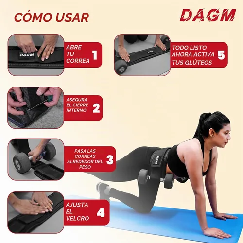 Vista 6 de DAGM Hip Thrust Belt for Dumbbells Heavy No Bruise. 500 lbs, Women & Men